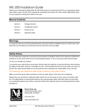 Motochello MC?200 Installation Manual
