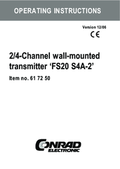 Conrad Electronic FS20 S4A-2 Operating Instructions Manual