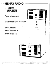 Henry Radio 2KD-Classic Operating And Maintenance Manual