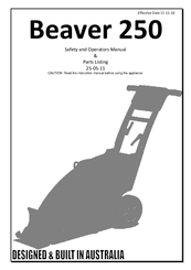 floorex Beaver 250 Safety And Operators Manual & Parts Listing