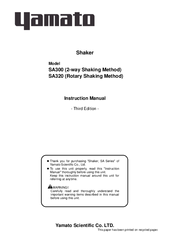 Yamato SA320 Instruction Manual
