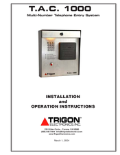 Trigon T.A.C. 1000 Installation And Operation Instructions Manual
