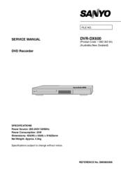 Sanyo DVR-DX600 Service Manual