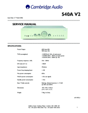 Cambridge Audio Azur 540A V2 Service Manual