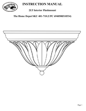 HAMPTON BAY Home Depot SKU 401-718 Instruction Manual