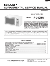 Sharp R-209BW Supplemental Service Manual