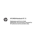 HP OMEN 15 Maintenance And Service Manual