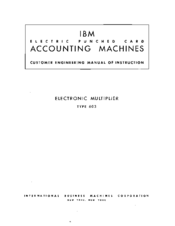 IBM ELECTRONIC MULTIPLIER User Manual
