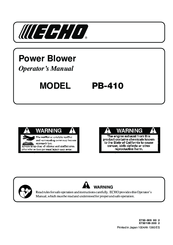 Echo PB-410 Operator's Manual