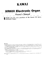 Kawai XR600 Owner's Manual