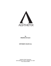 Aesthetix Io PHONO STAGE Owner's Manual