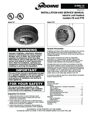 Modine Manufacturing VE Installation And Service Manual