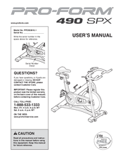 ProForm 490 Spx Bike User Manual