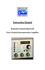 Brownlee Precision 410 Instruction Manual