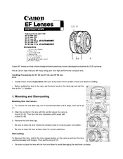 Canon EF Lenses Instructions