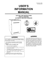 Unitary Products Group AUTOMATIC IGNITION FURNACES User's Information Manual