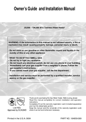 State Water Heaters Gas Water Heater Owner's Manual And Installation Manual