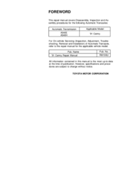 Toyota 1991 CAMRY Body Section Repair Manual