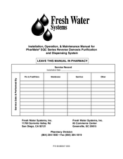 Fresh Water Systems PharMate SQC Series Installation, Operation & Maintenance Manual