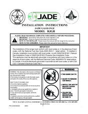 Jade RJGR Installation Instructions Manual