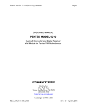 Pentek 6210 Operating Manual