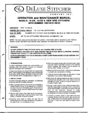 DeLuxe Stitcher 19-ew Operation And Maintenance Manual