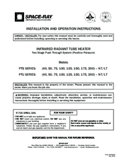 Space-Ray PTS 175-N7/L7 Installation And Operation Instructions Manual