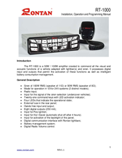 Rontan RT-1000 Installation, Operation, And Programming Manual