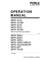 FOR-A MFR-16RU/16RUD Operation Manual