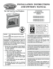 White Mountain Hearth VFP32FP(30,31)L(N,P)-1 Installation Instructions And Owner's Manual