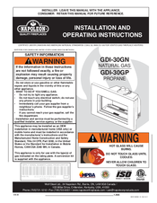 Napoleon GDI-30GN Installation And Operating Instructions Manual
