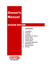 Defy OCEAN DRYER Owner's Manual