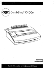 Gbc CombBind C400e Operating Instructions