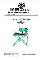 IMER 1188616 Manual Instruction And Parts List