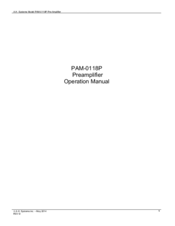 A.H. Systems PAM-0118P Operation Manual