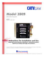 CATV Linx 2809 Instructions For Installation Manual