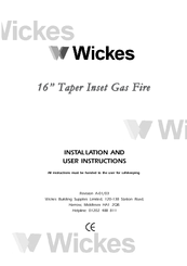 Wickes Excelsior Installation And User Instructions Manual