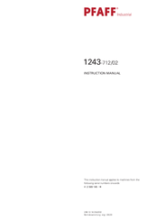 Pfaff 1243-712/02 Instruction Manual