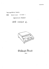 Shinko HG-1000 C Operation Manual