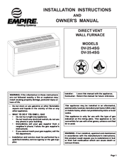 Empire Heating Systems DV-25-4SG Installation Instructions And Owner's Manual