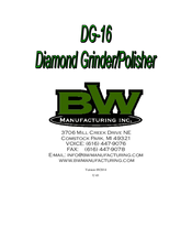 BW Manufacturing DG-16 Operating & Maintenance Instructions