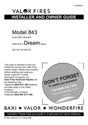 Valor Fires Dream 843 Installer And Owner Manual