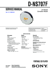 Sony Walkman D-NS707F Service Manual