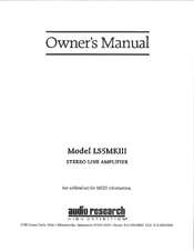 Audio Research LS5MKIII Owner's Manual