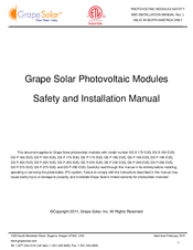 Grape Solar CS-P-270-DJ Safety And Installation Manual