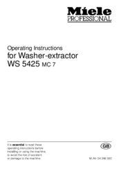 Miele WS 5425 MC 7 Professional Operating Instructions Manual