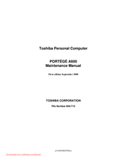 Toshiba Portege A600 Maintenance Manual