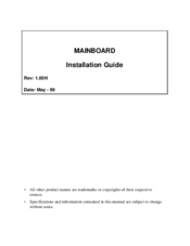 Tekram Technology S381M Installation Manual