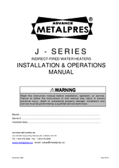 Advance Metalpres J-SERIES Installation And Operation Manual