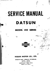 Datsun BLUEBlRD P 410 Series Service Manual